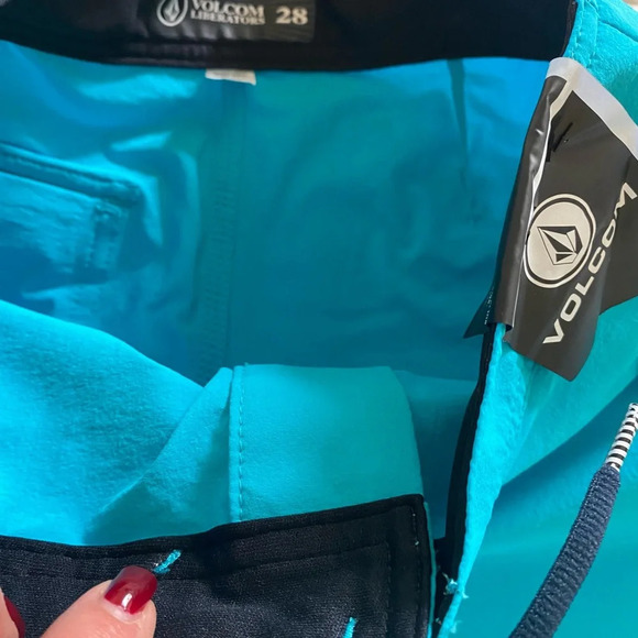 Volcom Boys Board Shorts Swim Suit Pockets blue black size 16 - Picture 5 of 14